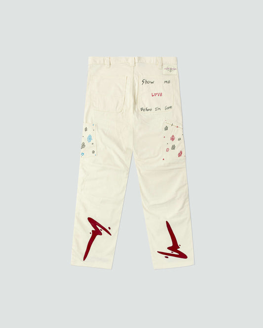 1-Off Art Doodle Pants (First they Kiss then they Bite "Red/Blue")
